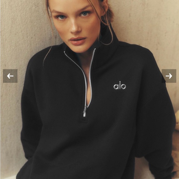 ALO Yoga Tops - ALO Yoga Women's Black Half-Zip Sweatshirt